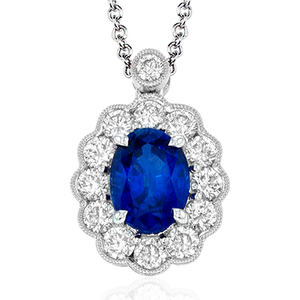 Simon G lp4466 Tempera Color Gemstone Pendant Necklace in 18k Gold with Diamonds