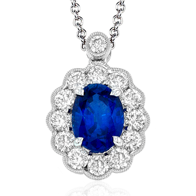 Simon G lp4466 Tempera Color Gemstone Pendant Necklace in 18k Gold with Diamonds