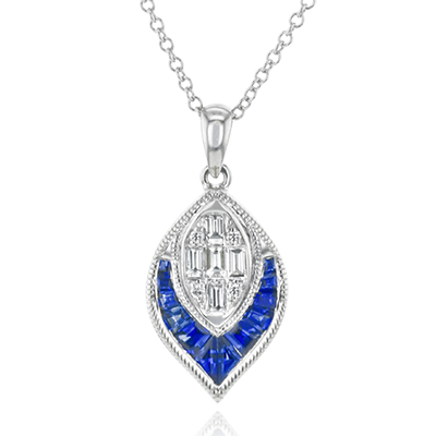 Simon G lp4780 Sapphire Pendant Necklace in 18k Gold with Diamonds