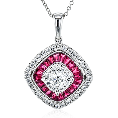 Simon G lp4799 COLOR PENDANT NECKLACE IN 18K GOLD WITH RUBIES AND DIAMONDS