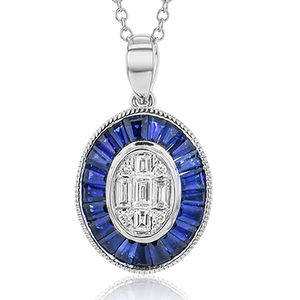 Simon G lp4836 Sapphire Pendant Necklace in 18k Gold with Diamonds