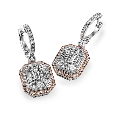 Simon G me2061 Mosaic Earrings in 18k Gold with Diamonds