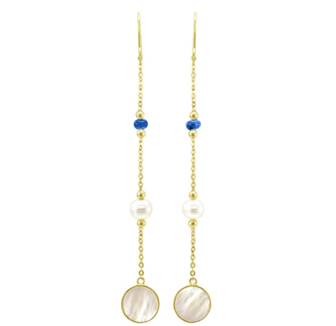 Pearl & Mother of Pearl Earrings with Sapphire