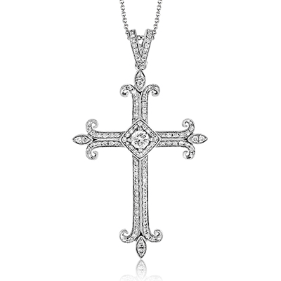 Simon G mp1799 Cross Pendant in 18k Gold with Diamonds