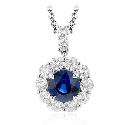 Simon G mp2047 Tempera Sapphire Pendant Necklace in 18k Gold with Diamonds