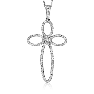 Simon G mp2070 Cross Pendant Necklace in 18K Gold with Diamonds