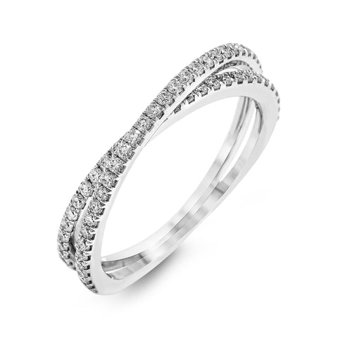 Simon G. Criss-cross Wedding Band in 18k Gold with Diamonds