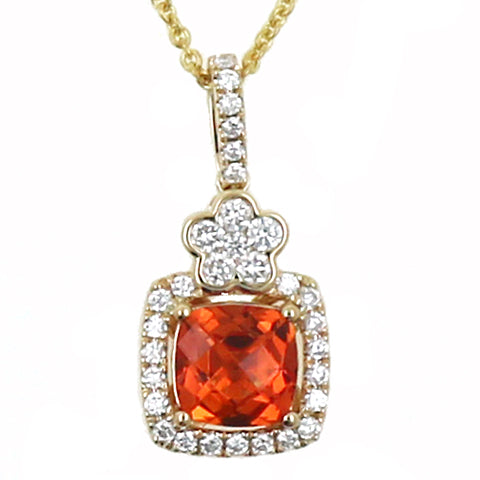 Orange Garnet and Diamond Fashion Pendant