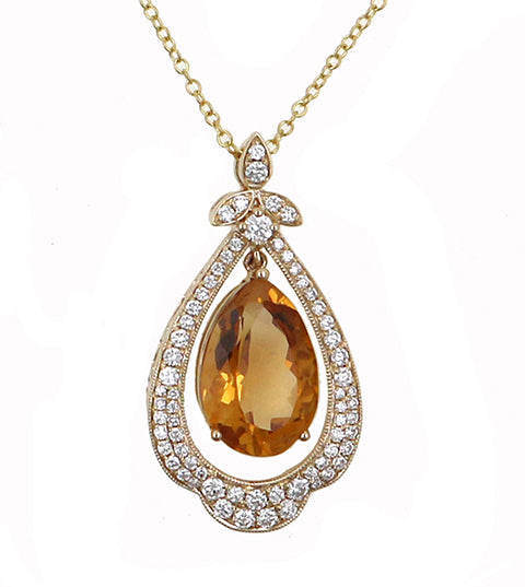 Citrine and Diamond Fashion Pendant