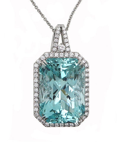 Aquamarine and Diamond Fashion Pendant