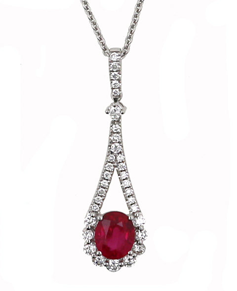 Ruby and Diamond Drop Fashion Necklace