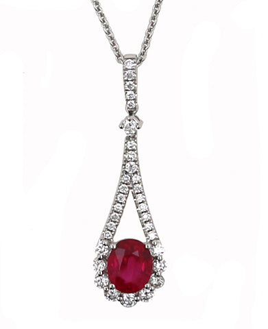 Ruby and Diamond Drop Fashion Necklace