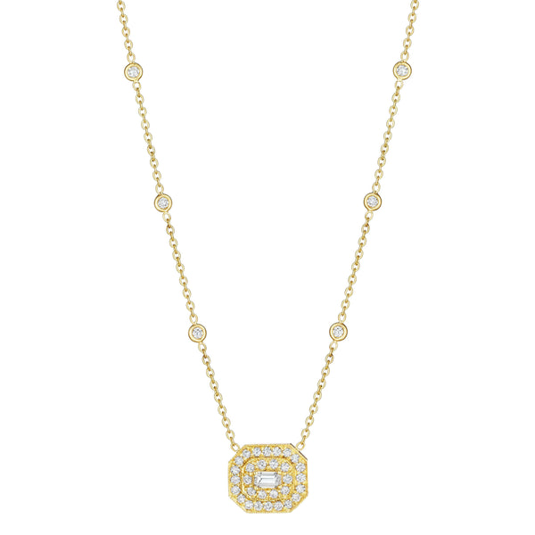 Penny Preville 18K Gold Emerald-Cut Diamond Art Deco Necklace