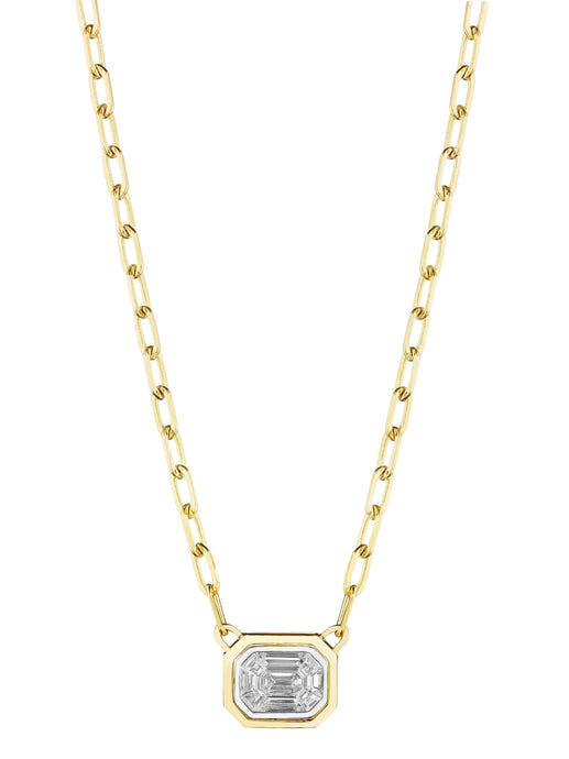 Penny Preville 18K Gold Emerald Shape Diamond Illusion Link Necklace