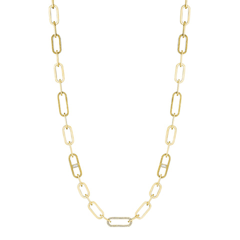 Penny Preville 18K Gold Diamond Baguette Station Flat Link Necklace 18''