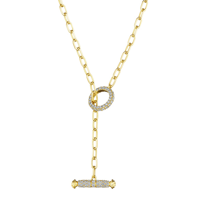 Penny Preville 18K Gold Diamond Toggle Necklace 18''