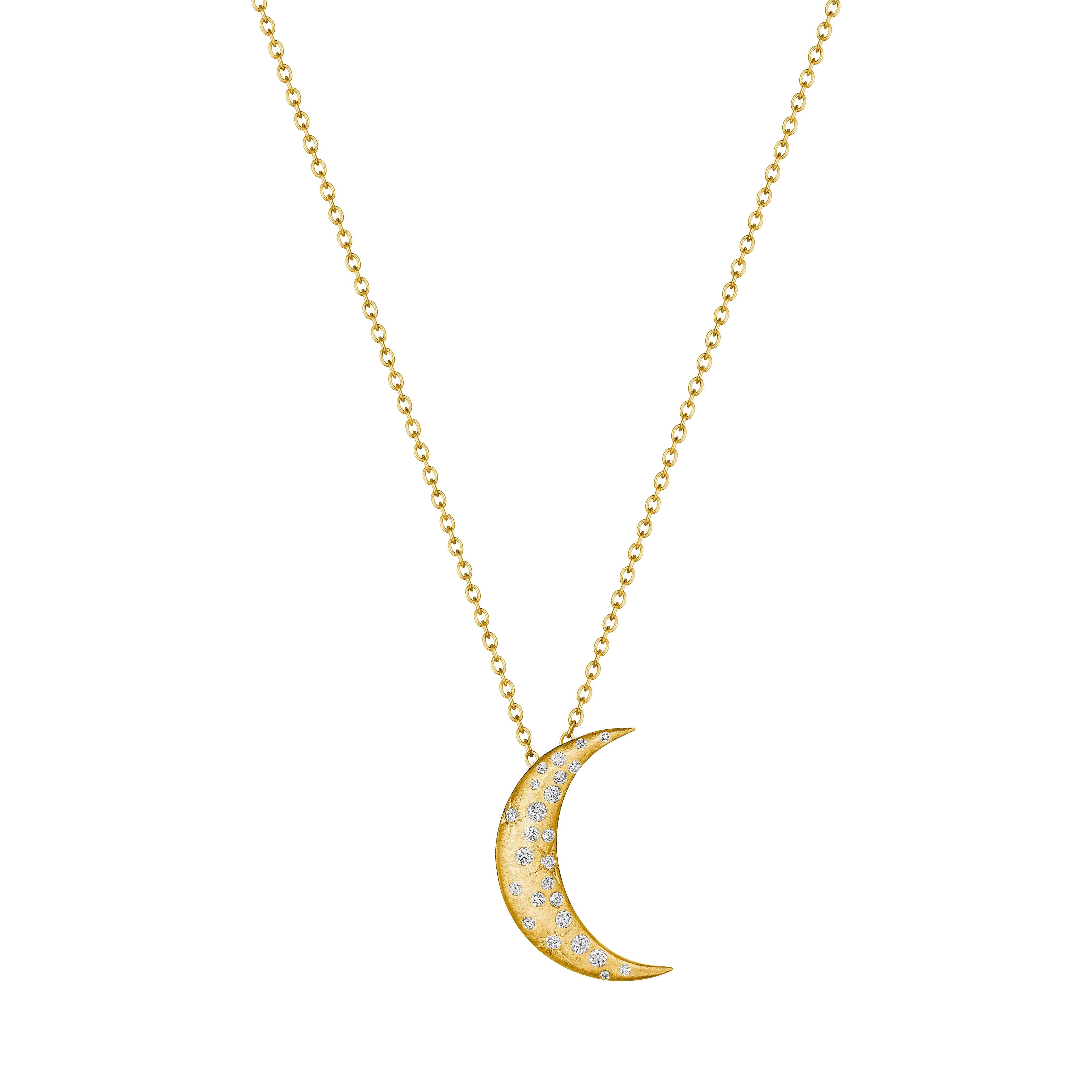 Small crescent moon necklace in 18kt solid gold