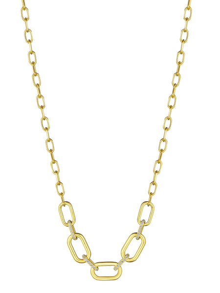 Penny Preville 18K Gold Diamond Connector Link Necklace 18''