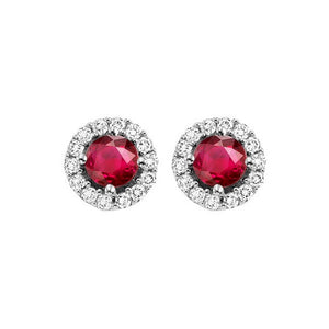 14kw color ens halo prong ruby earrings 1/7ct, fb1166-1wc