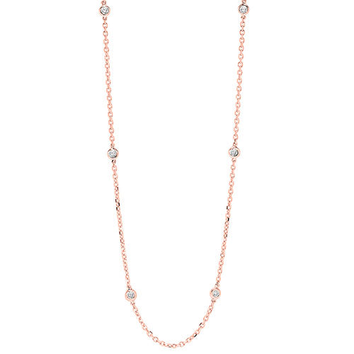 2 CTW Diamond By The Yard Bezel Diamond Necklace in 14K Rose Gold
