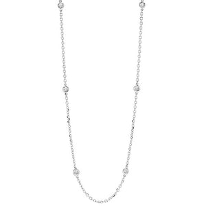 2 CTW Diamond By The Yard Bezel Diamond Necklace in 14K White Gold
