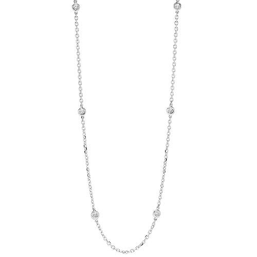 2 CTW Diamond By The Yard Bezel Diamond Necklace in 14K White Gold