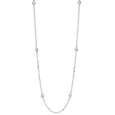 2 CTW Diamond By The Yard Bezel Diamond Necklace in 14K White Gold