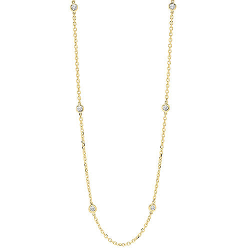 2 CTW Diamond By The Yard Bezel Diamond Necklace in 14KY