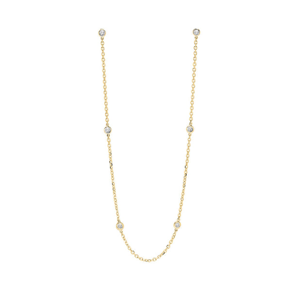 1 1/2 CTW Diamond By The Yard Bezel Diamond Necklace in 14K Yellow Gold