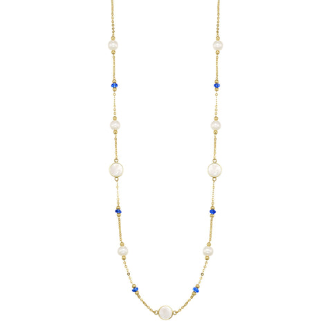 Pearl & Mother of Pearl Neckalce with Sapphire