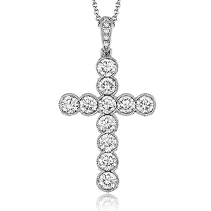 Simon G np204 Cross Pendant in 18k Gold with Diamonds