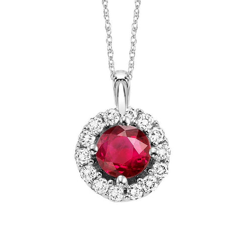 14kw color ens halo prong ruby pendant 1/12ct, fb1168/50-4wc