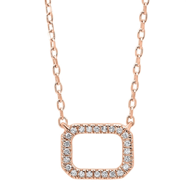 14kt Rose Gold Rectangle Shaped Diamond Pendant
