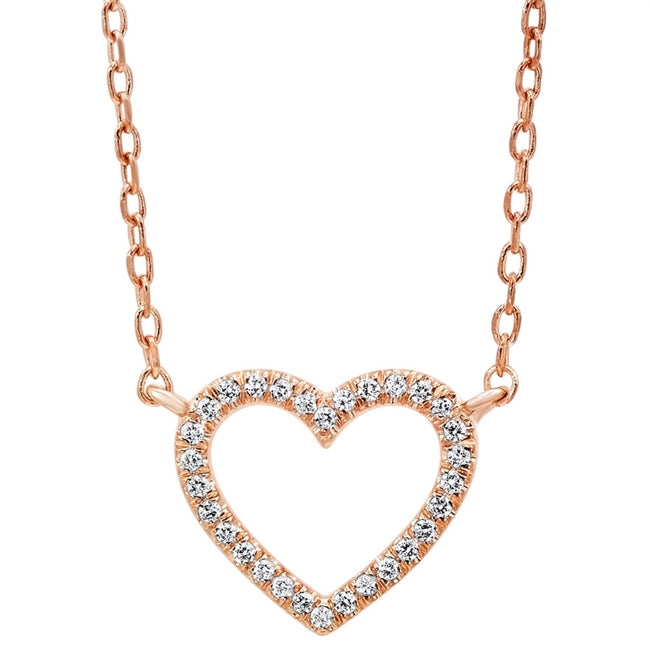 14Kt Rose Gold Heart Shaped Diamond Pendant