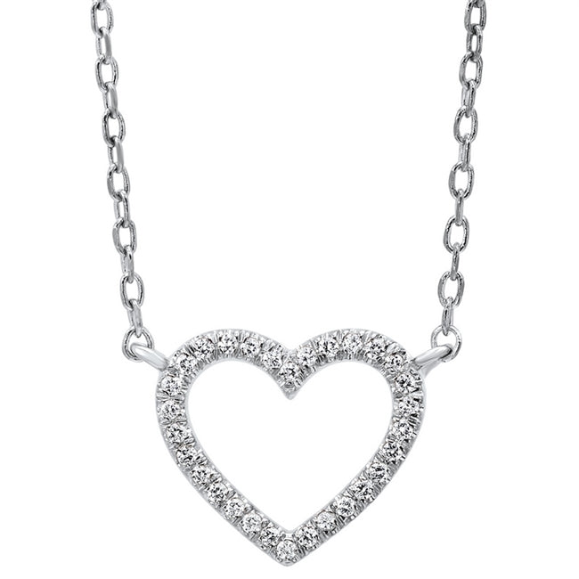 14Kt White Gold Heart Shaped Diamond Pendant