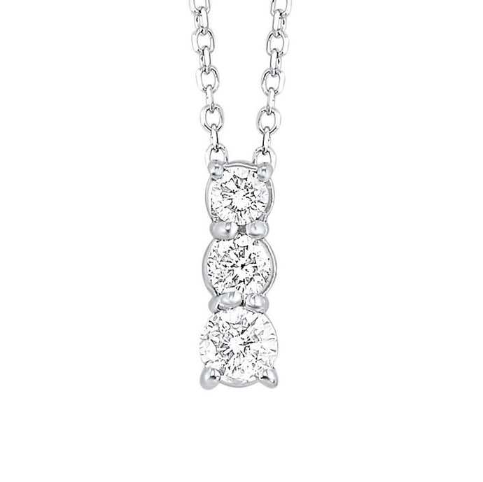14kw 3 stone prong diamond necklace 1/2ct, fr1079-4p