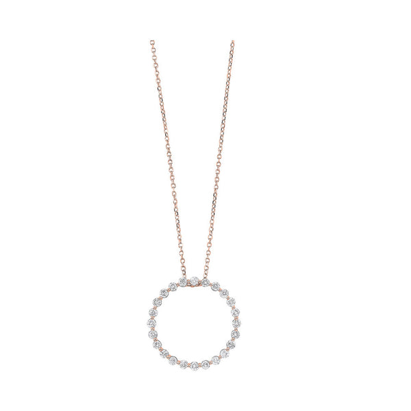 Rose Gold 1/2ctw Diamond Circle Pendant Fashion Necklace 14k