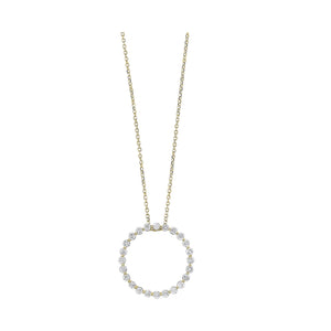 Yellow Gold 1/2ctw Diamond Circle Fashion Pendant Necklace 14k