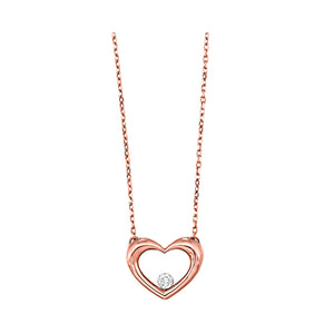 10K Rose Gold  Heart Pendant with Diamond
