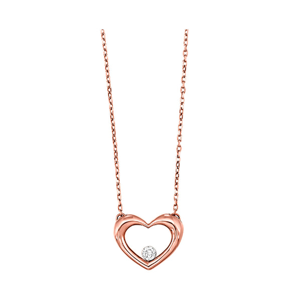 10K Rose Gold  Heart Pendant with Diamond