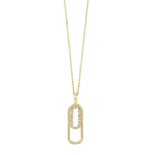 Diamond Double Tag Pendant Necklace In 10K Yellow Gold (1/10ctw)