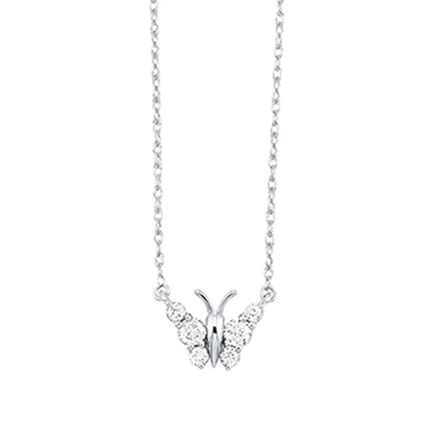 Butterfly Pendant in White Gold