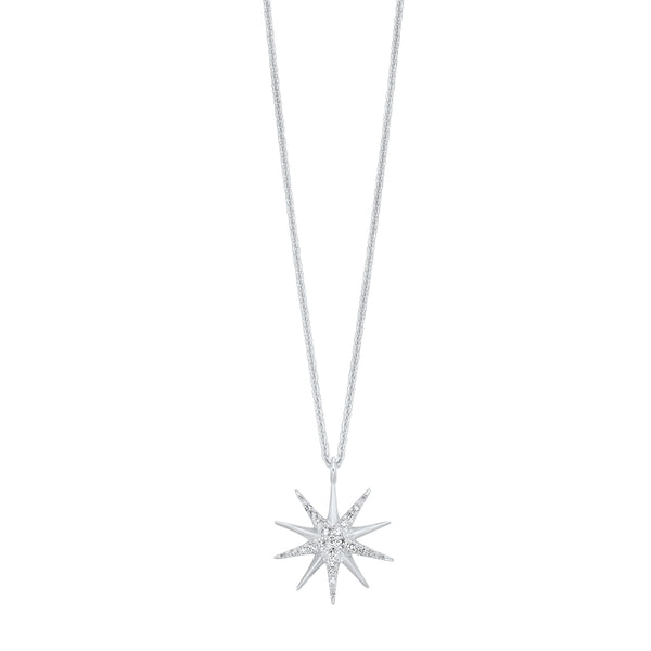 Sterling Silver Starburst Diamond Pendant (0.10CTW)