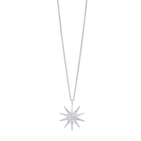 Sterling Silver Starburst Diamond Pendant (0.10CTW)