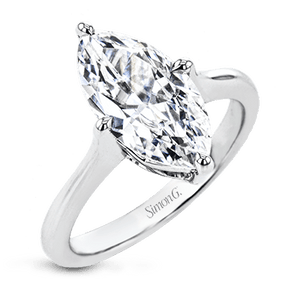 Simon G Classic Solitaire Engagement Ring PR145 WHITE 18K SEMI