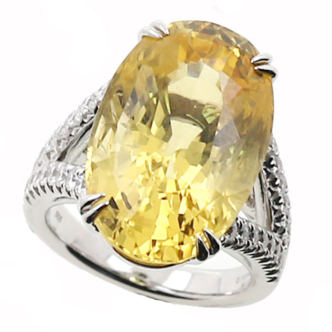 Yellow Sapphire and Diamond Fashion Ring