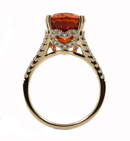 Orange Garnet and Diamond Fashion Ring