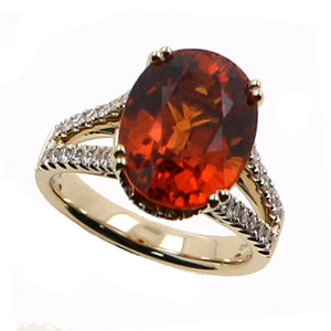 Orange Garnet and Diamond Fashion Ring