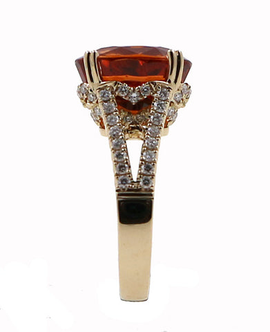 Orange Garnet and Diamond Fashion Ring