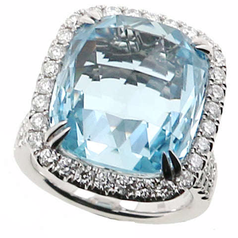 Aquamarine and Diamond Fashion Ring